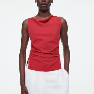 Cos Cowl-neck Gathered Sleeveless Women Top
